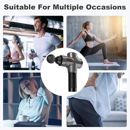 Massage Gun, Massage Gun for Neck, Shoulder, Back, Massager with 30 Speeds and 6 Heads, Muscle Massager Fitgun Hand Massager with Carry Bag