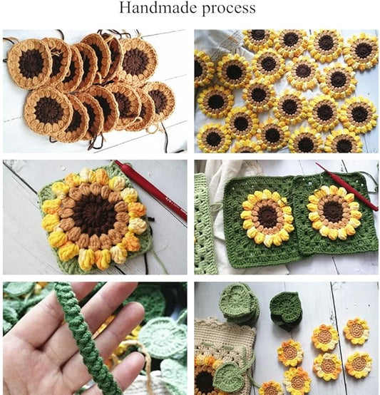 Handmade Crochet Sunflower Blossom Phone Bag Knitted Bag for Women