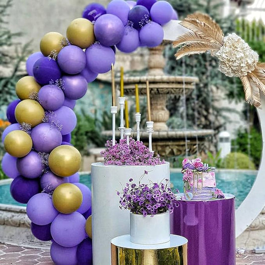 60pcs Colorful Party Balloons – Vibrant Assorted Colors to Brighten Up Your Celebration! Perfect for Birthdays, Baby Showers & More (purple gold)