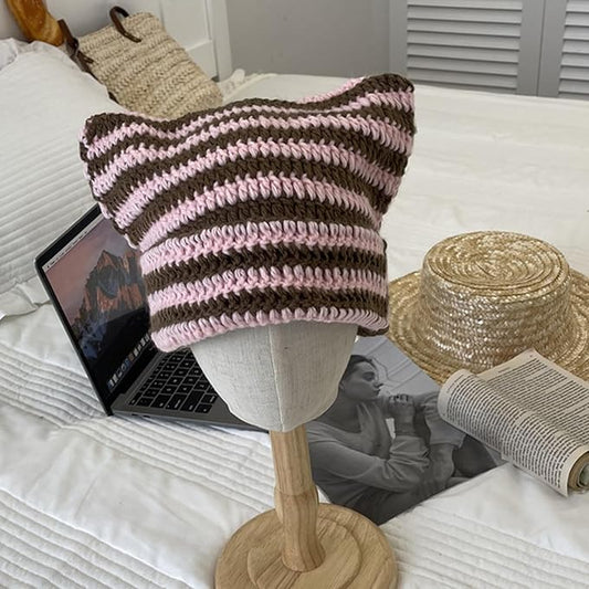 2 PCS Beanie Hat, Winter Knit Beanie Hat for Ladies