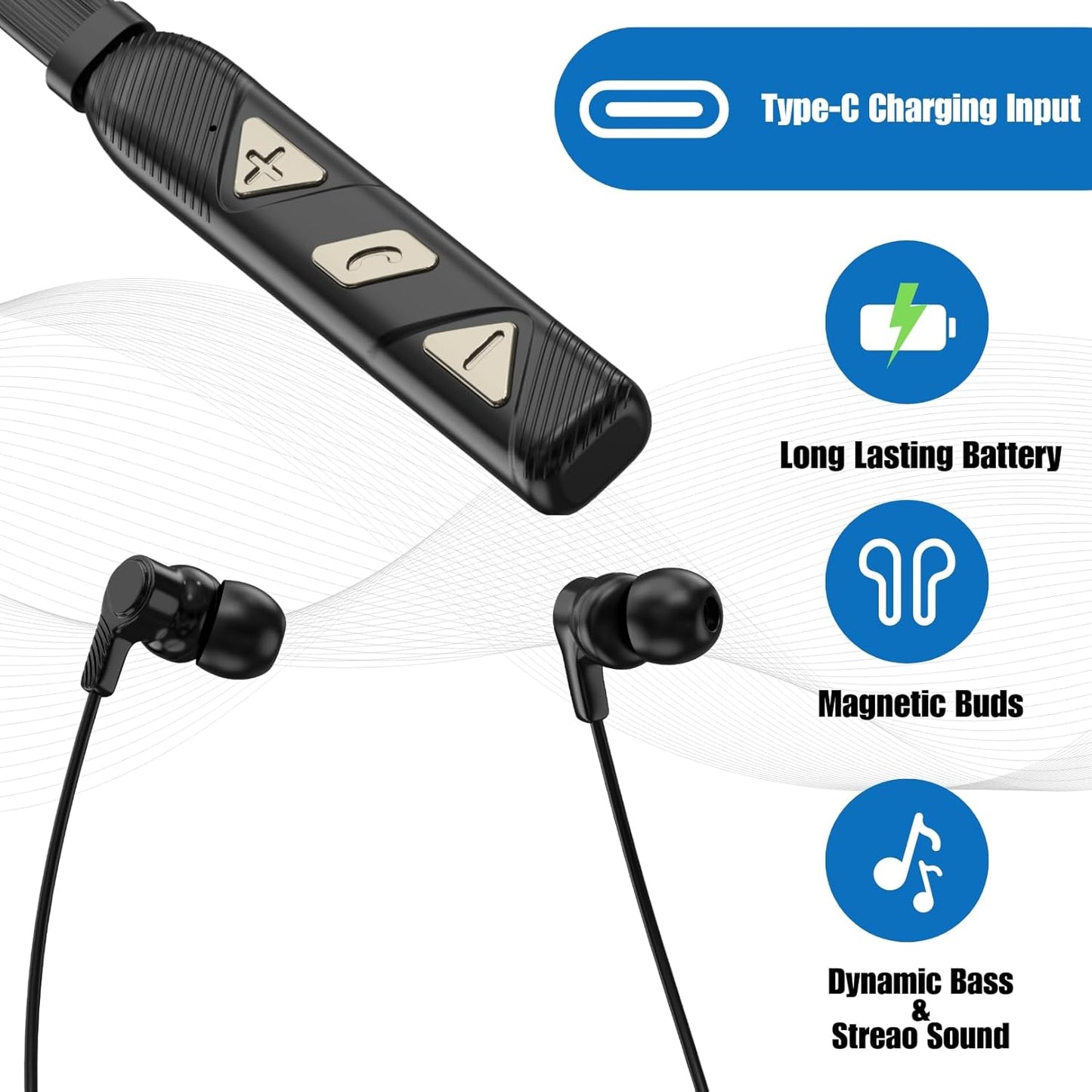 Radalifestyle Pro6 Dynamic Bass Bluetooth In Ear Neckband with Upto 8 Hours Playback