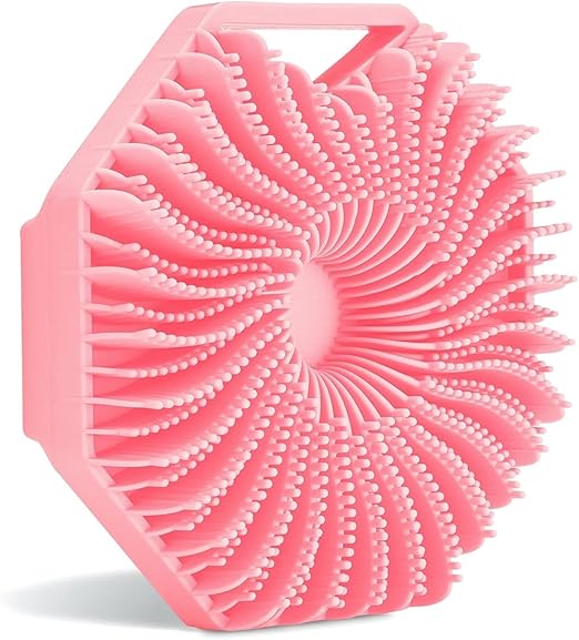 Aroura Premium Antimicrobial Silicone Body Exfoliator, Gentle Exfoliating Scrubber for Sensitive Skin, Eco-Conscious Shower Brush, Silicone Body Cleanser with Charcoal - Pink