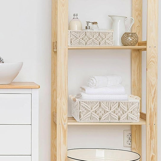 Juwacoo Boho Macrame Storage Baskets Decor Box