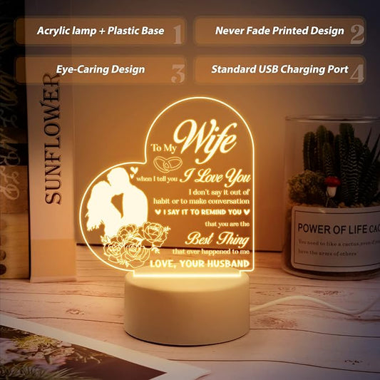 Christmas Gifts for Her Wife Wedding Anniversary Night Light Birthday Gifts for Wife, Wife Gifts on Birthday Christmas Valentines Day from Husband Anniversaries Gifts for Her Valentines Gifts for Wife