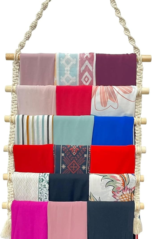 Macrame Hijab Hanger, Scarf Hanger, Bohemian, Boho, Hanging Organizer, Wall-Mounted, Handmade, Decorative, Modern