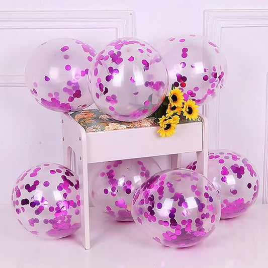 Transparent Balloons with Colorful Confetti – 50 Pieces for Party and Event Decorations, Perfect for Birthdays, Weddings, Engagements, Bachelorette Parties, and Kids' Celebrations (hot pink)