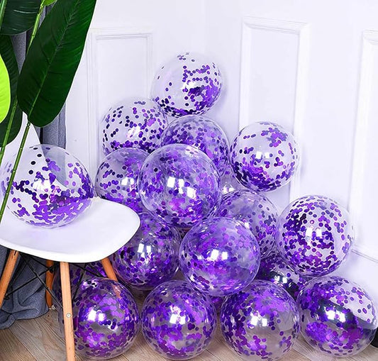Transparent Balloons with Colorful Confetti – 50 Pieces for Party and Event Decorations, Perfect for Birthdays, Weddings, Engagements, Bachelorette Parties, and Kids' Celebrations (purple)