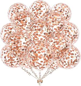 Transparent Balloons with Colorful Confetti – 50 Pieces for Party and Event Decorations, Perfect for Birthdays, Weddings, Engagements, Bachelorette Parties, and Kids' Celebrations (rose gold)