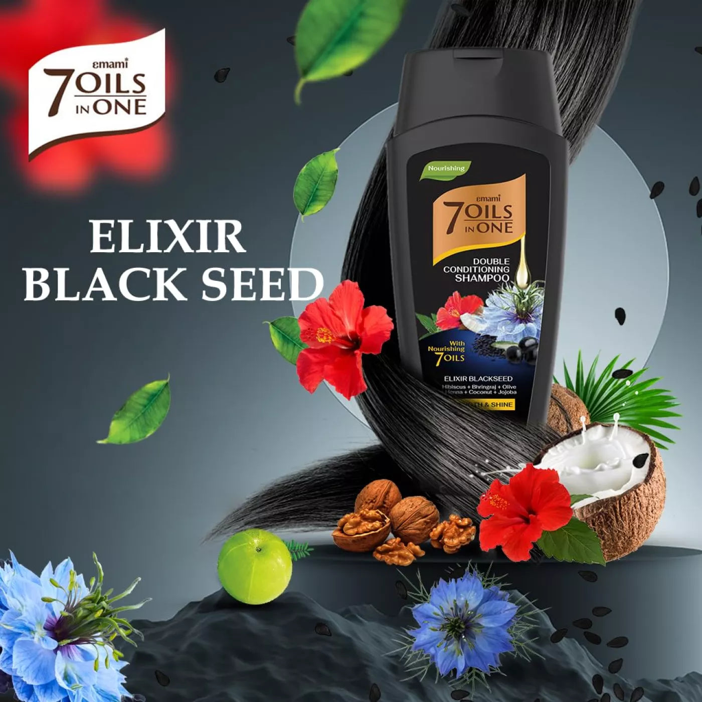 Emami 7 Oil In One Double Conditioning Shampoo Elixir Blackseed 100 ml