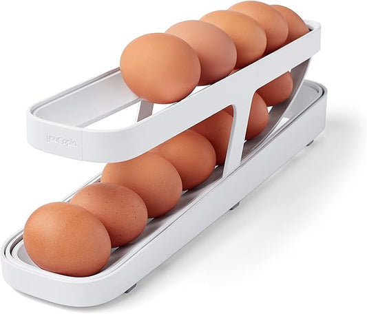 YouCopia RollDown Refrigerator Dispenser, Eggs Holder for Fridge Storage, White