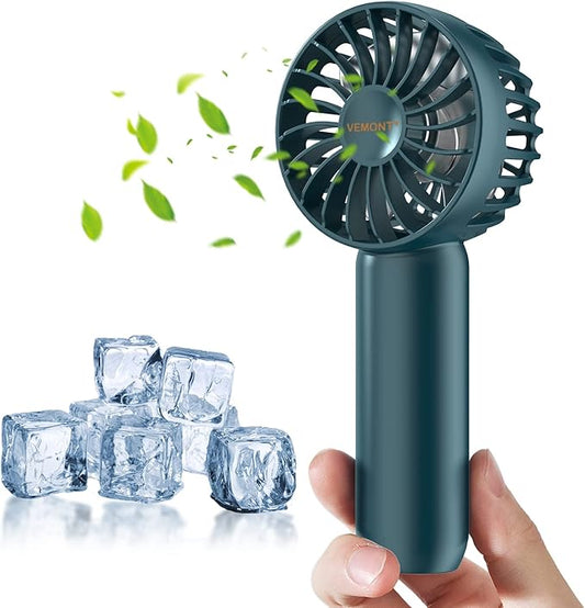 VEMONT Hand Fan, Mini Portable Fan with 2500mAh Rechargeable Battery, Personal Handheld Fan with 3 Speed, Perfect Small Size Super Fans
