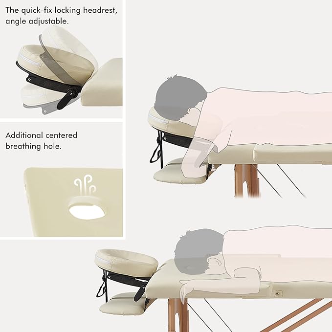 Portable Massage Table Professional Adjustable Folding Bed Portable Folding Massage Table - 2 Sections Massage Bed Spa Table with Carrying Bag, Face Cradle, Armrest & Hand Pallet - Easy Set Up