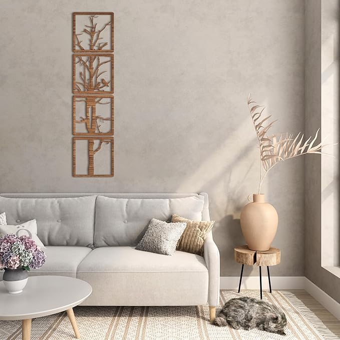 Home Gallery Tree Body Wood Wall Art - Set Of 4 Each 40x40 Brown