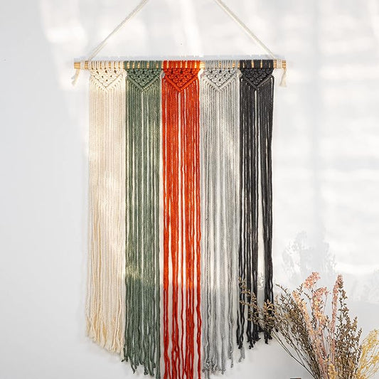 FAMIHEART Yarn Wall Hanging Boho Decor, Colorful Handmade Woven,Bohemian Macrame Tapestry Wall Decor, Boho Nursery Art, Farmhouse Decor, Gift For Mom Dad, Housewarming Gift