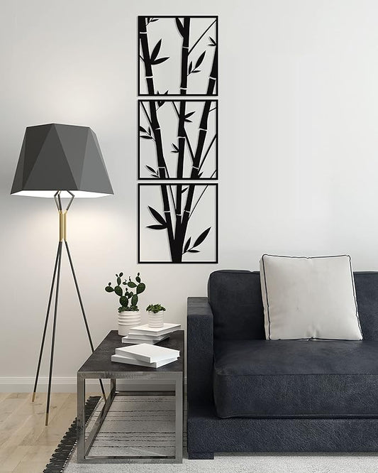 Home gallery decorative bambo wooden wall art 3 panels 40x125 cm