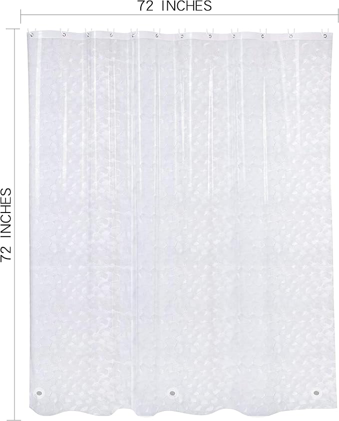 NTBAY EVA Clear Shower Curtain Liner, Water Repellent Shower Curtain for Bathroom Shower Stall, Water Cube, 72x72 Inches