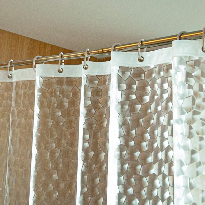 NTBAY EVA Clear Shower Curtain Liner, Water Repellent Shower Curtain for Bathroom Shower Stall, Water Cube, 72x72 Inches