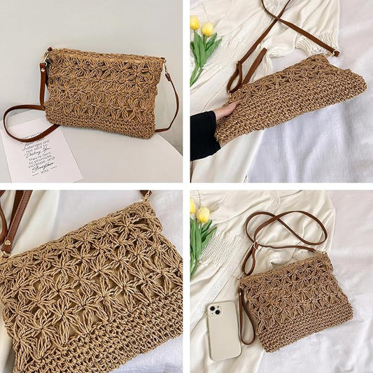 MAYSUNGZ Straw Clutch Purses for Women Summer Straw Crossbody Bag
