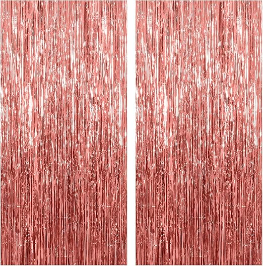 2 Pack Rose Gold Backdrop Birthday Decorations Foil Curtain Backdrop Bachelorette Party Decorations Rose Gold Party Decor Party Streamers Groovy Birthday Decorations Party Backdrop