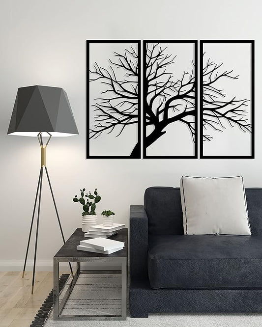 Home Gallery decorative tree wooden wall art 3 panels 80x130 cm