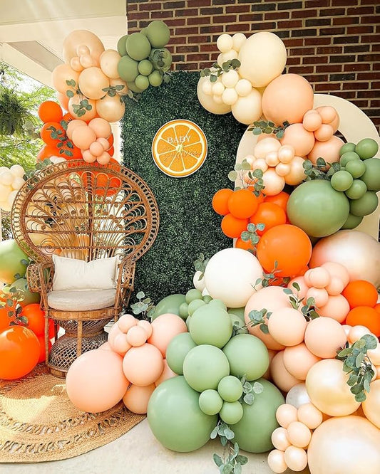 "Natural Earth Colors Balloons Set - 50 Pcs | Orange Green Brown Cream Party Decorations Perfect for Rustic Fall Parties