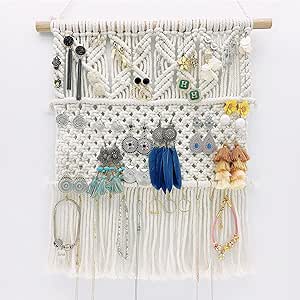 Hanging Jewelry Organizer Jewelry Holder - Wall Jewelry Organizer for Necklace, Bracelet, Earrings, Rings on Closet, Wall, Door