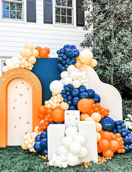 60pcs Colorful Party Balloons – Vibrant Assorted Colors to Brighten Up Your Celebration! Perfect for Birthdays, Baby Showers & More (navy blue and orange)