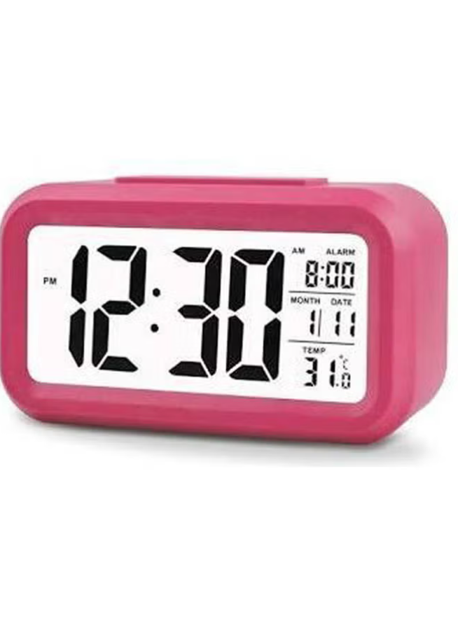 Generic Alarm Clock Luminous Led Electronic Plastic Clock Large Screen - Red Aaa Battery Pink 13.5x7.5x4.5cm
