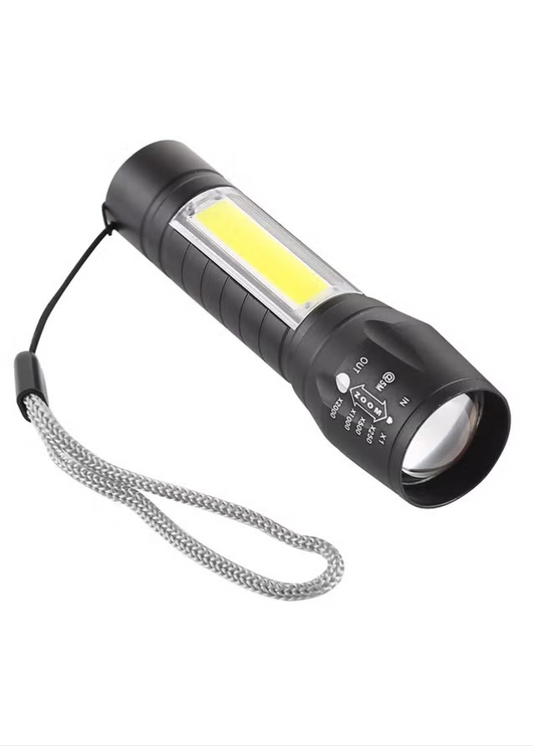 Generic A2 USB Charging Waterproof Flashlight With 3-Modes And Storage Box Black 11x4x3cm