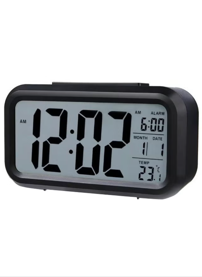 Generic LCD Digital Display Alarm Clock Black/Grey 13 x 7.2cm