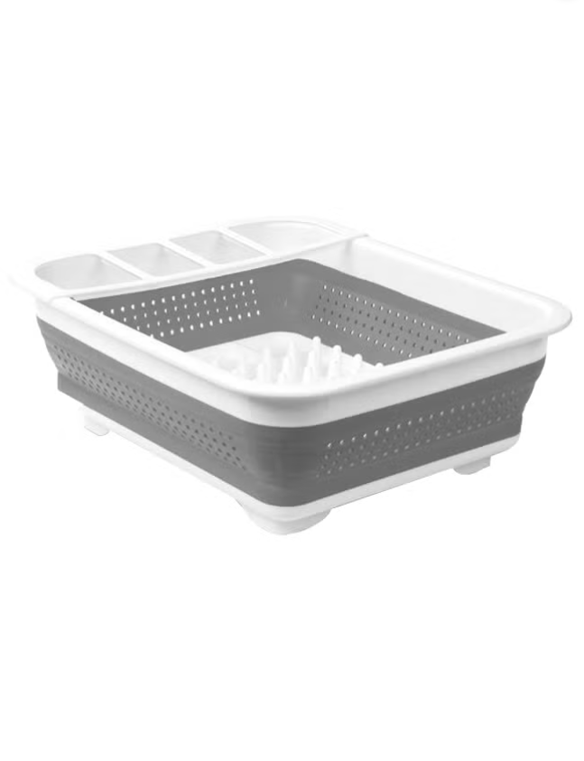 Generic Collapsible Drying Dish Rack White/Grey