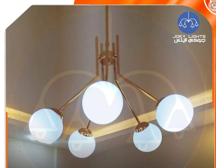‎Chandelier 5 Arm Angle – Shiny Gold – (Code:266)‎