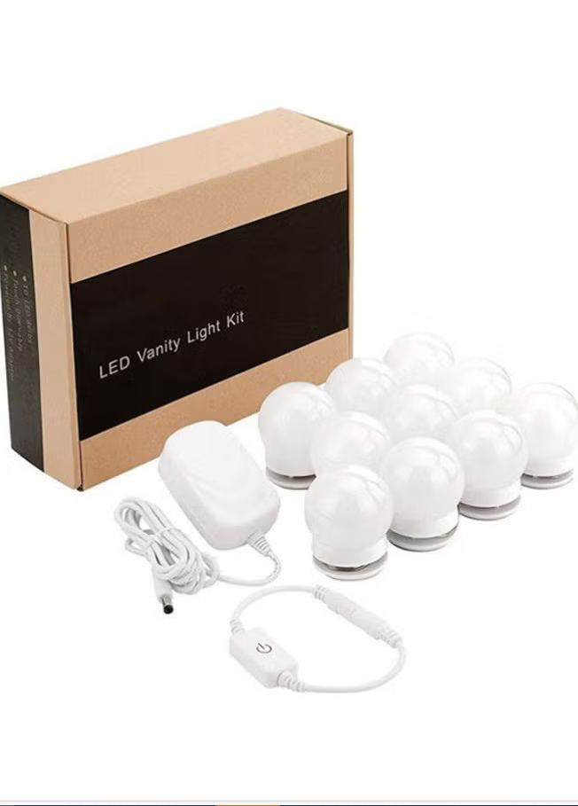 Generic Hollywood Style 10 Led Vanity Mirror Lights Kit With Dimmable Light Bulbs, Lighting Fixture Strip For Makeup Vanity Table Set In Dressing Room white 240grams