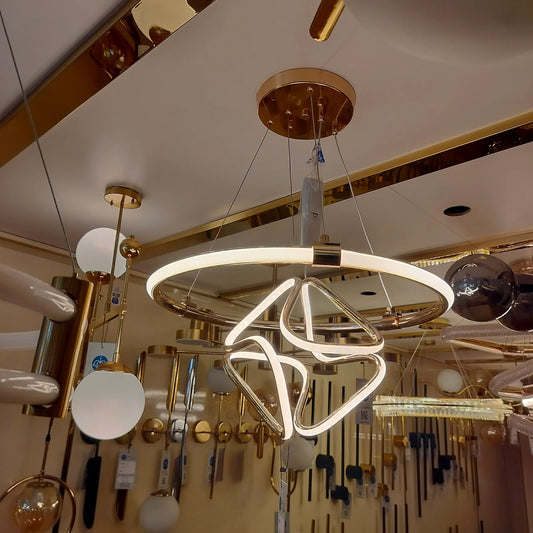 Round*square LED chandelier - gold - (code:293)