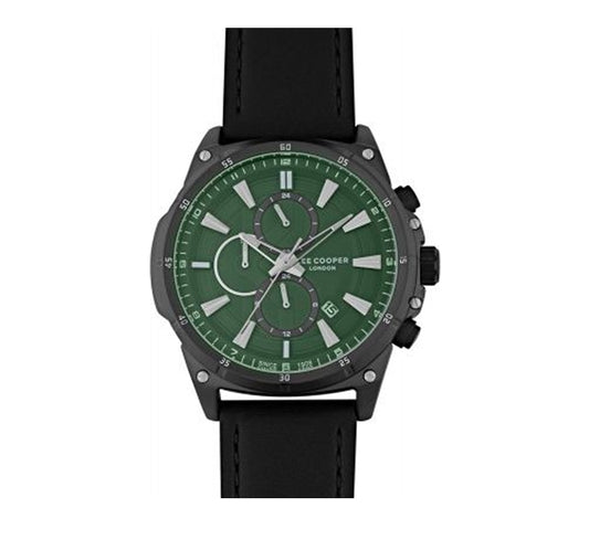 LEE COOPER Men’s Multi Function Green Dial Black Leather Watch – LC07489.671