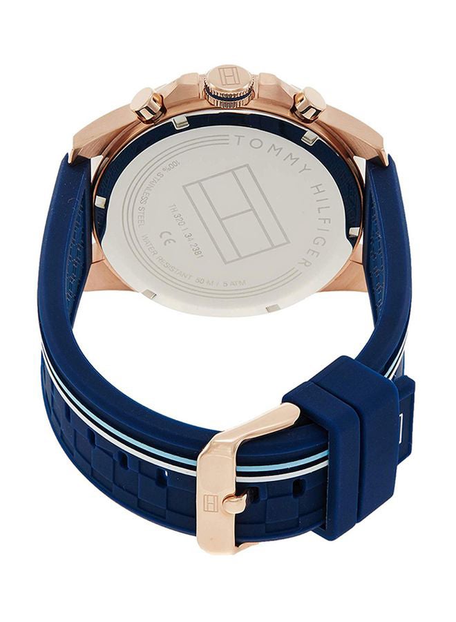 TOMMY HILFIGER Men's Round Shape Silicone Strap Analog Wrist Watch 42 mm - Blue - 1791474