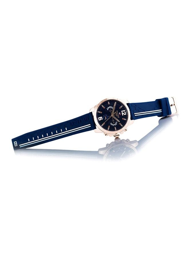TOMMY HILFIGER Men's Round Shape Silicone Strap Analog Wrist Watch 42 mm - Blue - 1791474