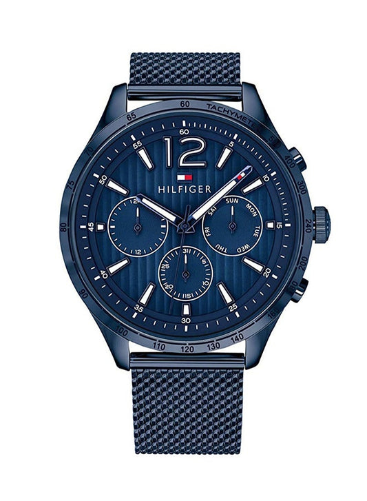 TOMMY HILFIGER Men's Round Shape Stainless Steel Analog Wrist Watch 44 mm - Blue - 1791471