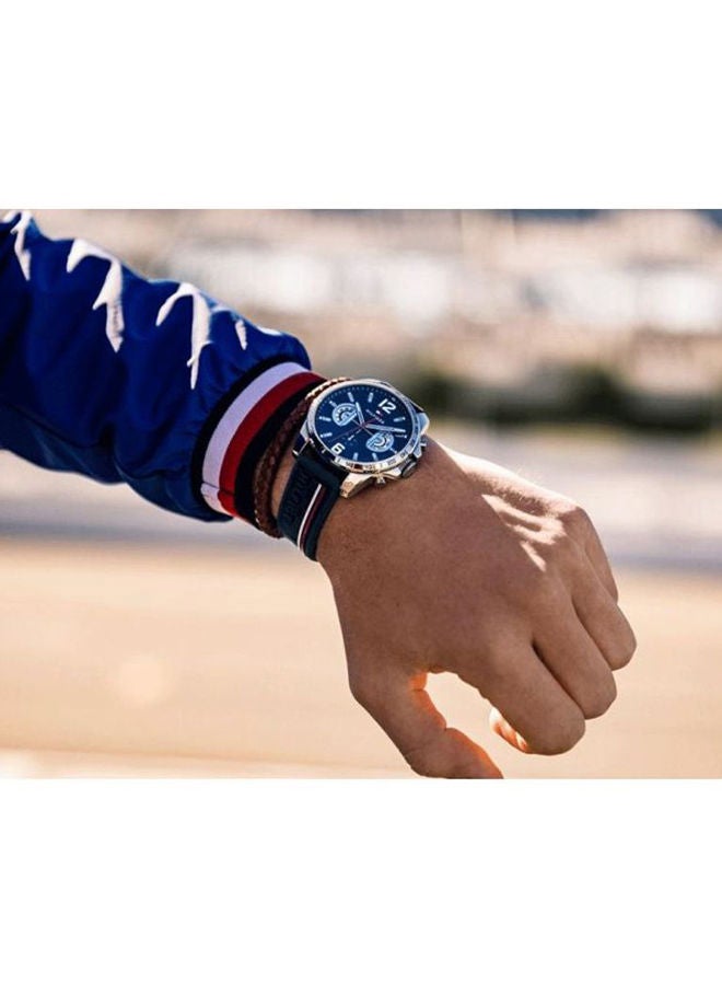 TOMMY HILFIGER Men's Decker Blue Silicon Strap Analog Wrist Watch 1791476 - 46 mm