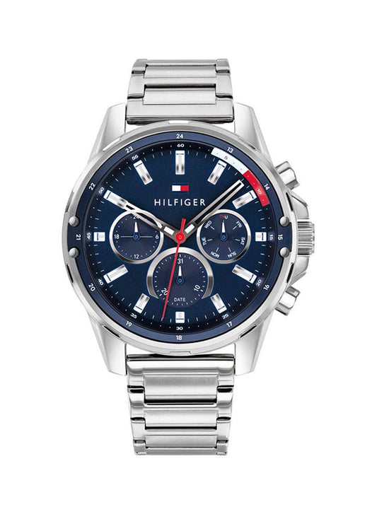 TOMMY HILFIGER Men's Mason Round Shape Stainless Steel Analog Wrist Watch 45 mm - Silver - 1791788