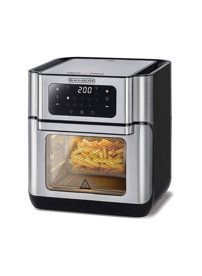 Air Fryer Oven Rapid Air Convection Technology Digital Temperature Control 90-Minute Timer 10 Pre-Set Modes Family-Sized Capacity Oil-Free Cooking 12 L 1500 W AOF100-B5 Silver