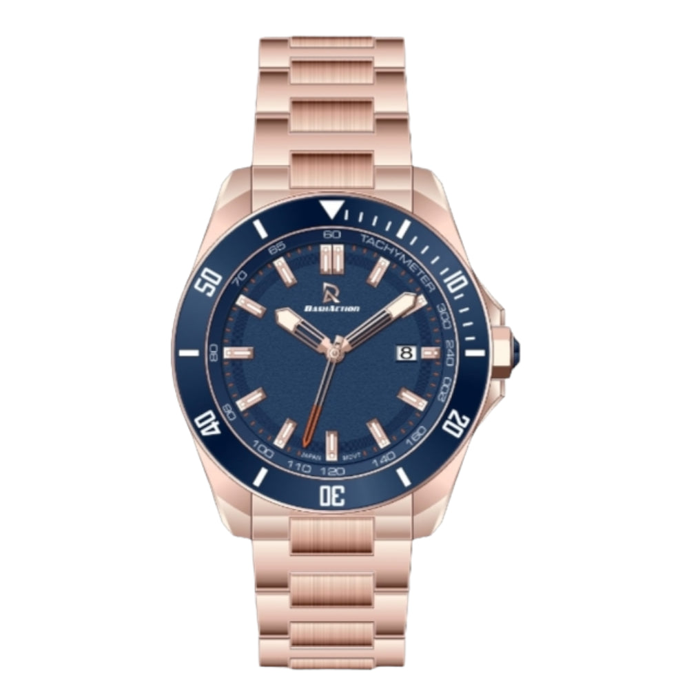 DASH ACTION WATCH-MEN-STAINLESS STEEL-ROSE GOLD AND BLUE D1943-RP