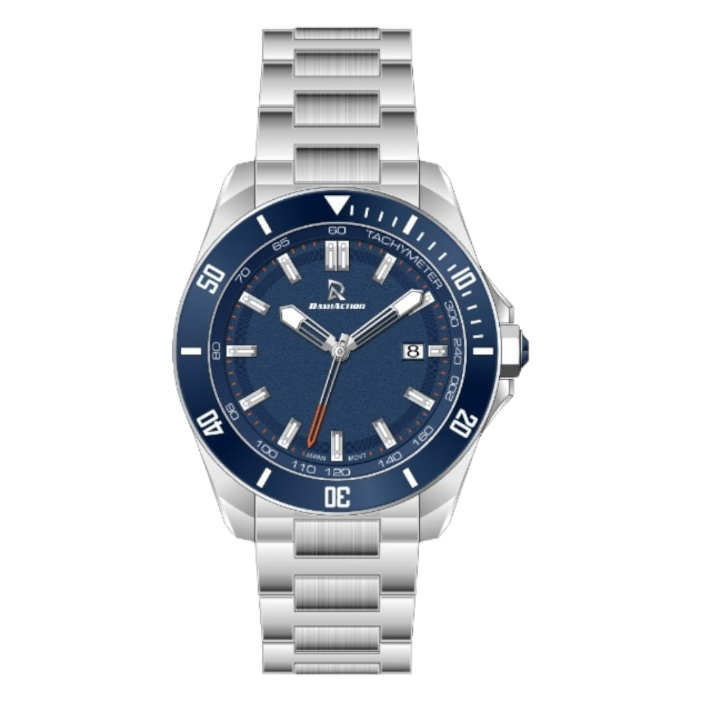DASH ACTION WATCH-MEN-STAINLESS STEEL-SILVER AND BLUE D1943-SP