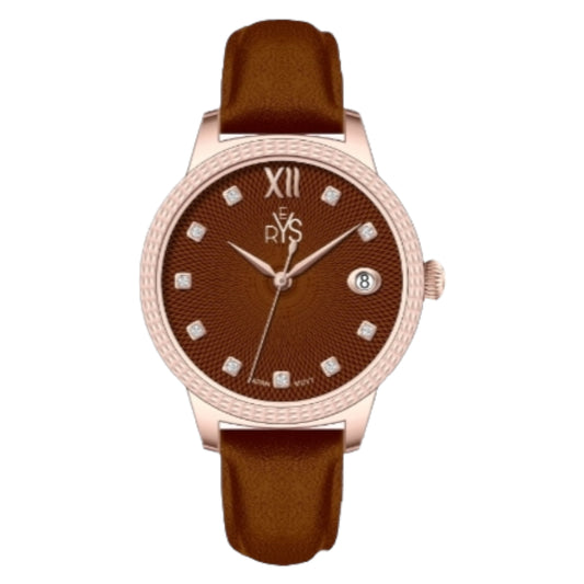 REYS WATCH WATCH-WOMEN-LEATHER-ROSE GOLD AND BROWN R2040-LRC