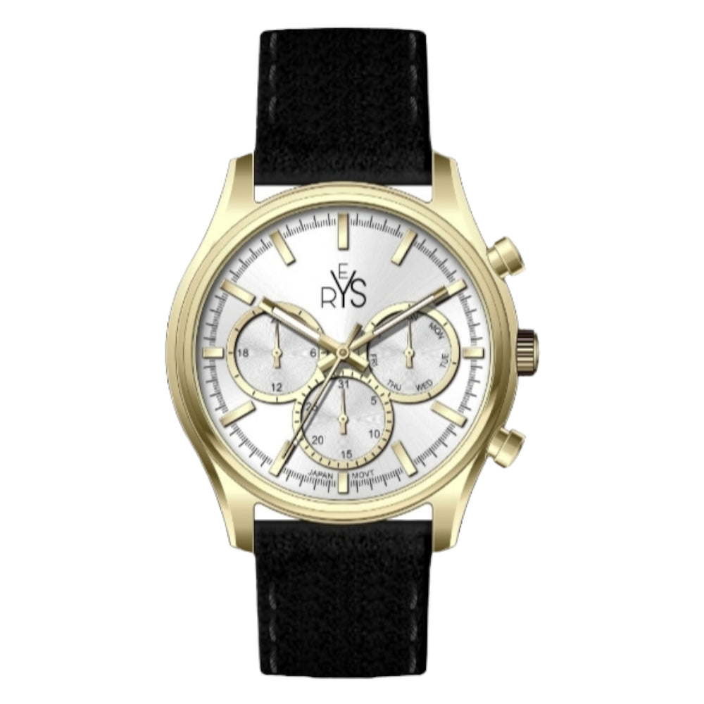 REYS WATCH WATCH-MEN-LEATHER-GOLD AND SILVER R2031-LGS