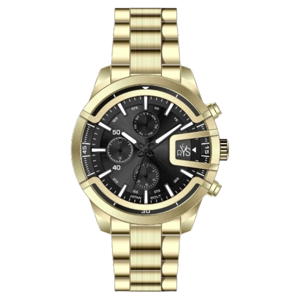 REYS WATCH WATCH-MEN-STAINLESS STEEL-GOLD AND BLACK R2029-GB