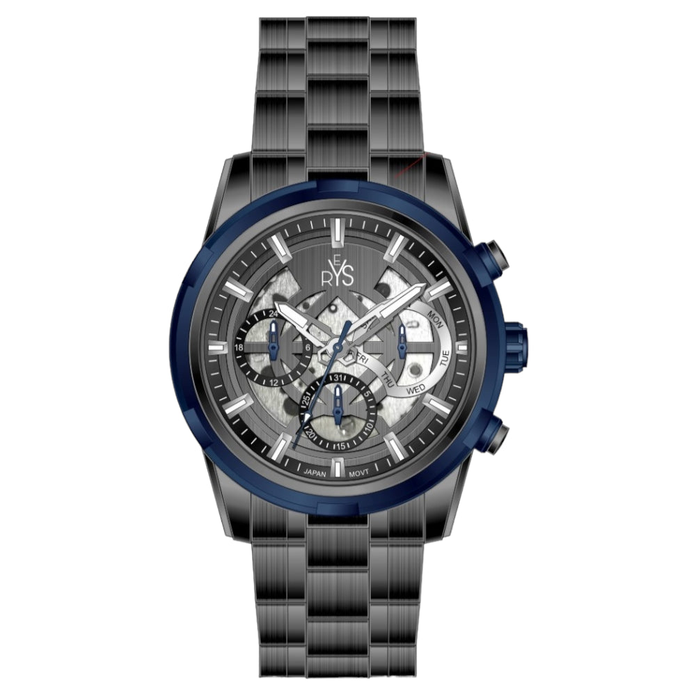 REYS WATCH WATCH-MEN-CHRONOGRAPH-STAINLESS STEEL-GRAY AND BLUE R2043-GYP