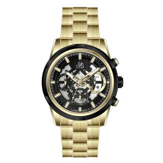 REYS WATCH WATCH-MEN-CHRONOGRAPH-STAINLESS STEEL-GOLD AND BLACK R2043-GB