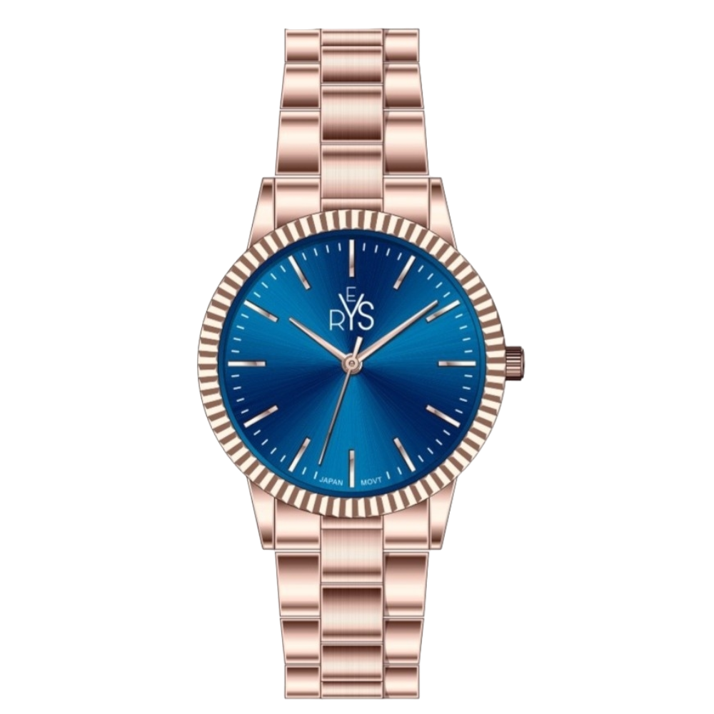 REYS WATCH WATCH-WOMEN-STAINLESS STEEL-ROSE GOLD AND BLUE R2042-RP