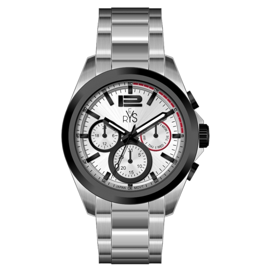 REYS WATCH WATCH-MEN-CHRONOGRAPH-STAINLESS STEEL-SILVER AND BLACK R2025-SB